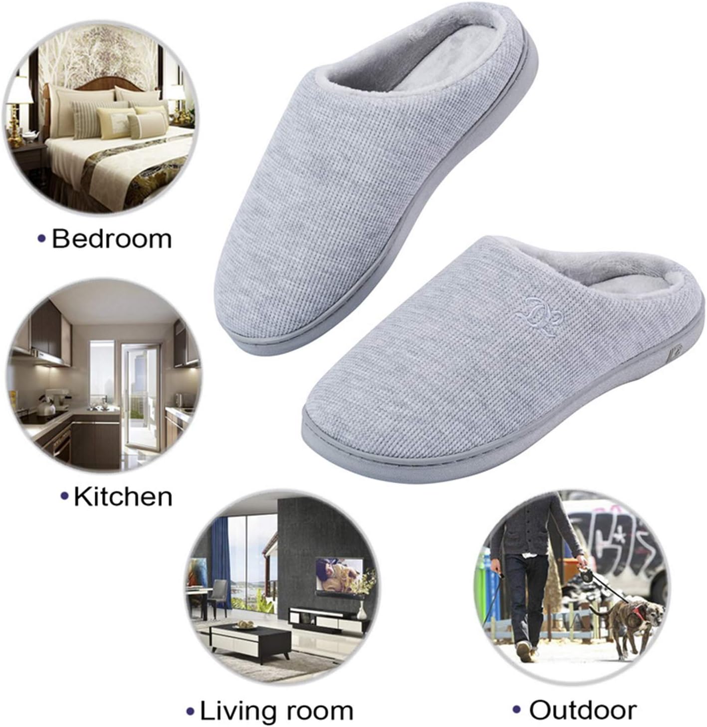 DL Womens Memory Foam Slippers, Cozy Slip on House Slippers for Women Indoor Outdoor, Comfy Women's Bedroom Slippers Warm Soft Flannel Lining Home Slippers Size 5-12 Purple Blue Pink Grey Navy Black - Image 6