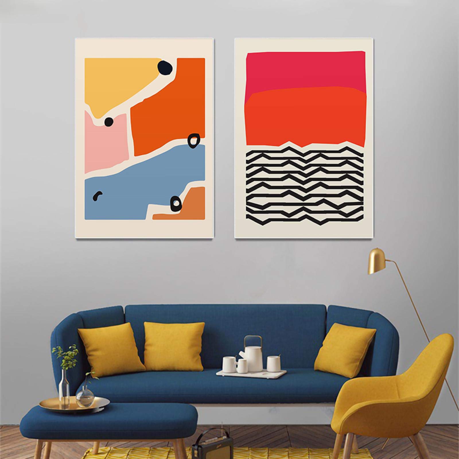 抽象的な建築現代ミニマリスト北欧絵画49 Amazon.co.jp: 壁アートキャンバス絵画現代カラフルな抽象的な幾何学的
