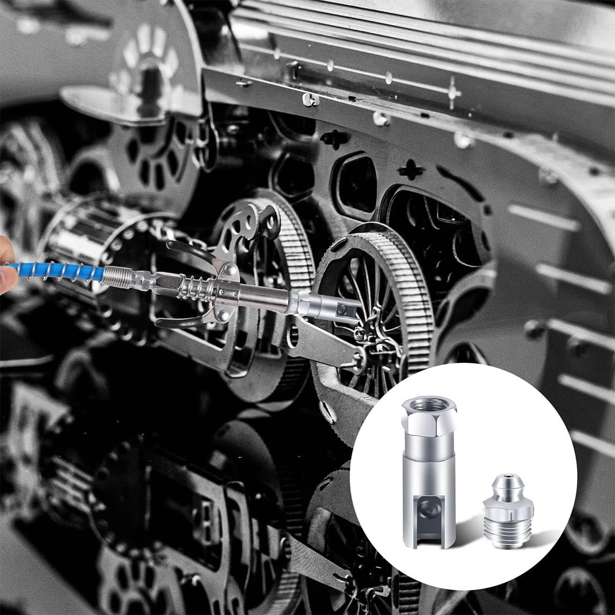 Sarini Raccordo per Grasso ad Angolo retto 90° NPT 1/8" Guarnizione per Pistola Camion agricoli