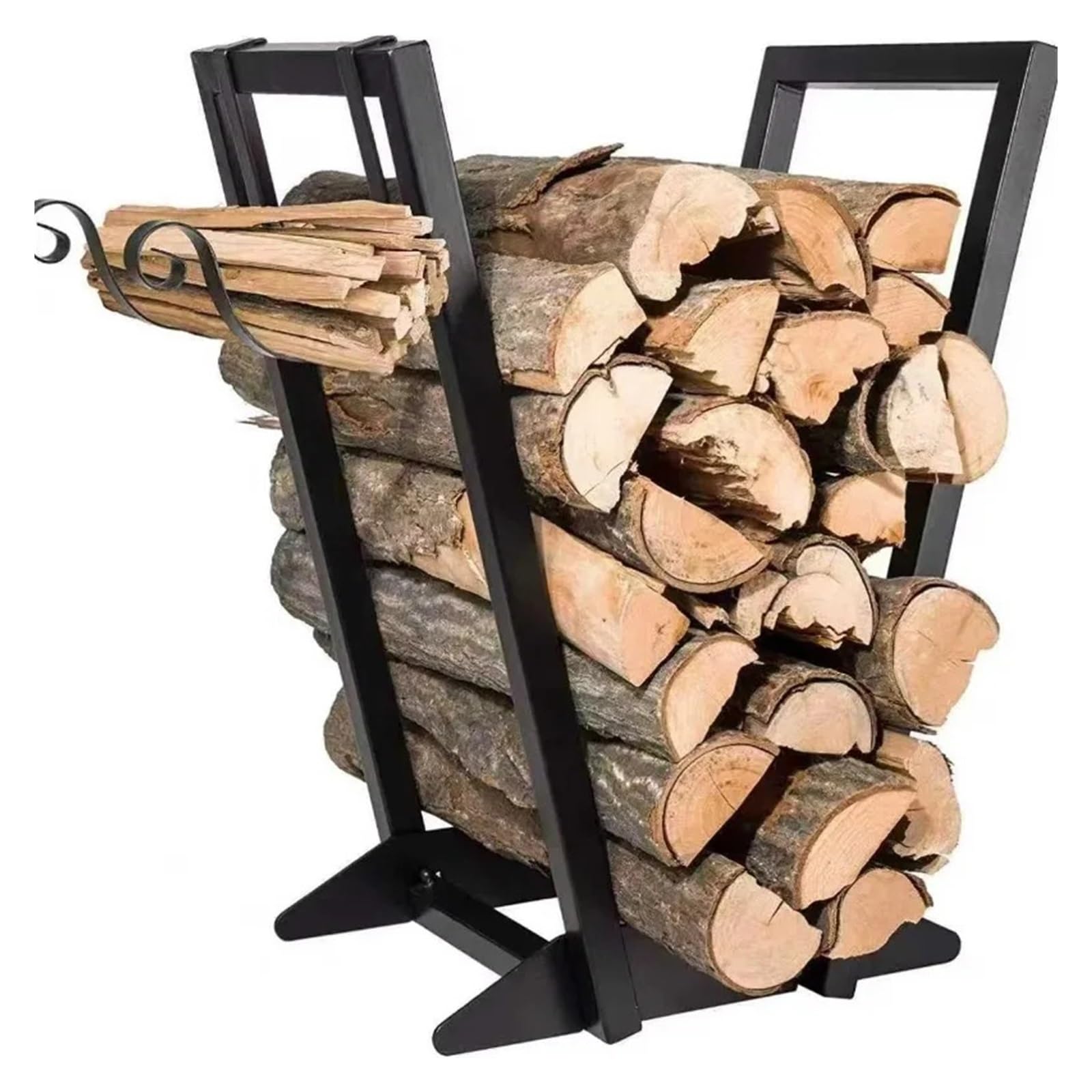 Portalegna Da Esterno Portaoggetti in legno in ferro battuto | Strumenti for caminetto da interni impilabili for legna da ardere verniciati a polvere