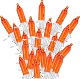 100 Count 2.5V Christmas 50/100/150/200 Count Mini Incandescent Wire String Lights Replacement Bulbs Indoor/outdoor Christmas Lights Decorations for Home Xmas Tree (White Base with Orange Bulb)
