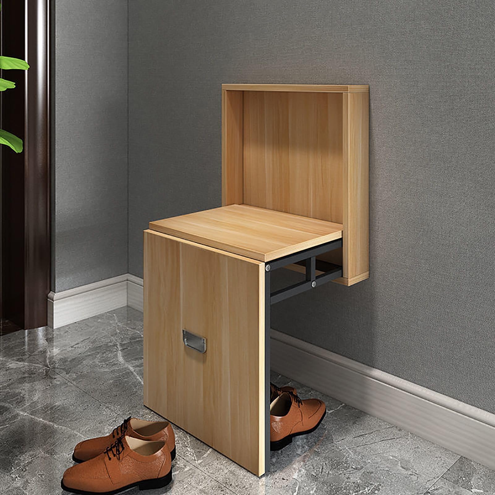 Tabouret à chaussures pliant en bois massif pour l'entrée