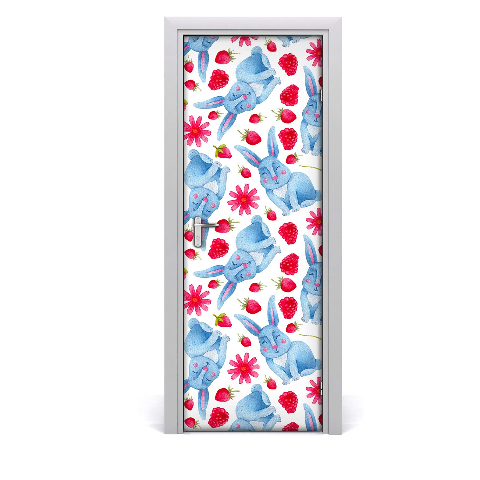 Papier peint sur la porte chambre enfant motif lapin Bunny mignon