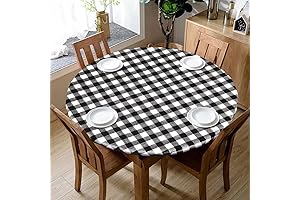 Fitable Vinyl Fitted Round Plastic Tablecloth with Elastic Edge for Round Tables 45"-56"