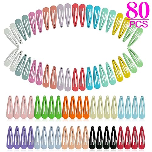 Miniatura 2 de 80 pinzas para el cabello, pasadores de metal antideslizantes de 2 pulgadas para niñas, niños, bebés y mujeres (20 colores)