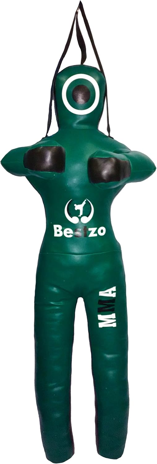 Bestzo MMA Jiu Jitsu Judo Punching Bag Grappling Dummy Green/Black Hands on Front-Unfilled