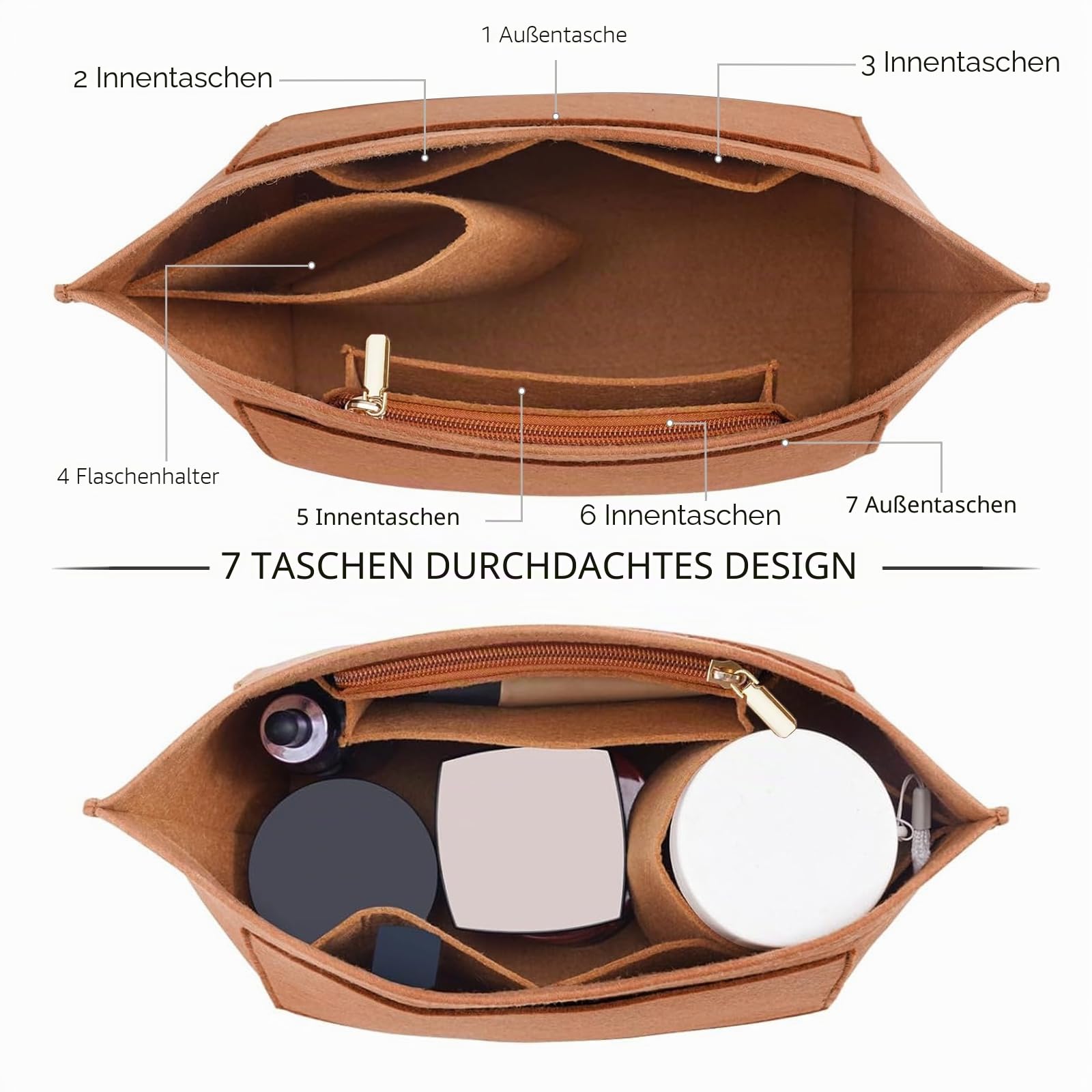 LOUKAYCCI Handtaschen-Organizer-Einsatz für große Le-Pliage-Handtaschen L, Größe L, Erdfarben