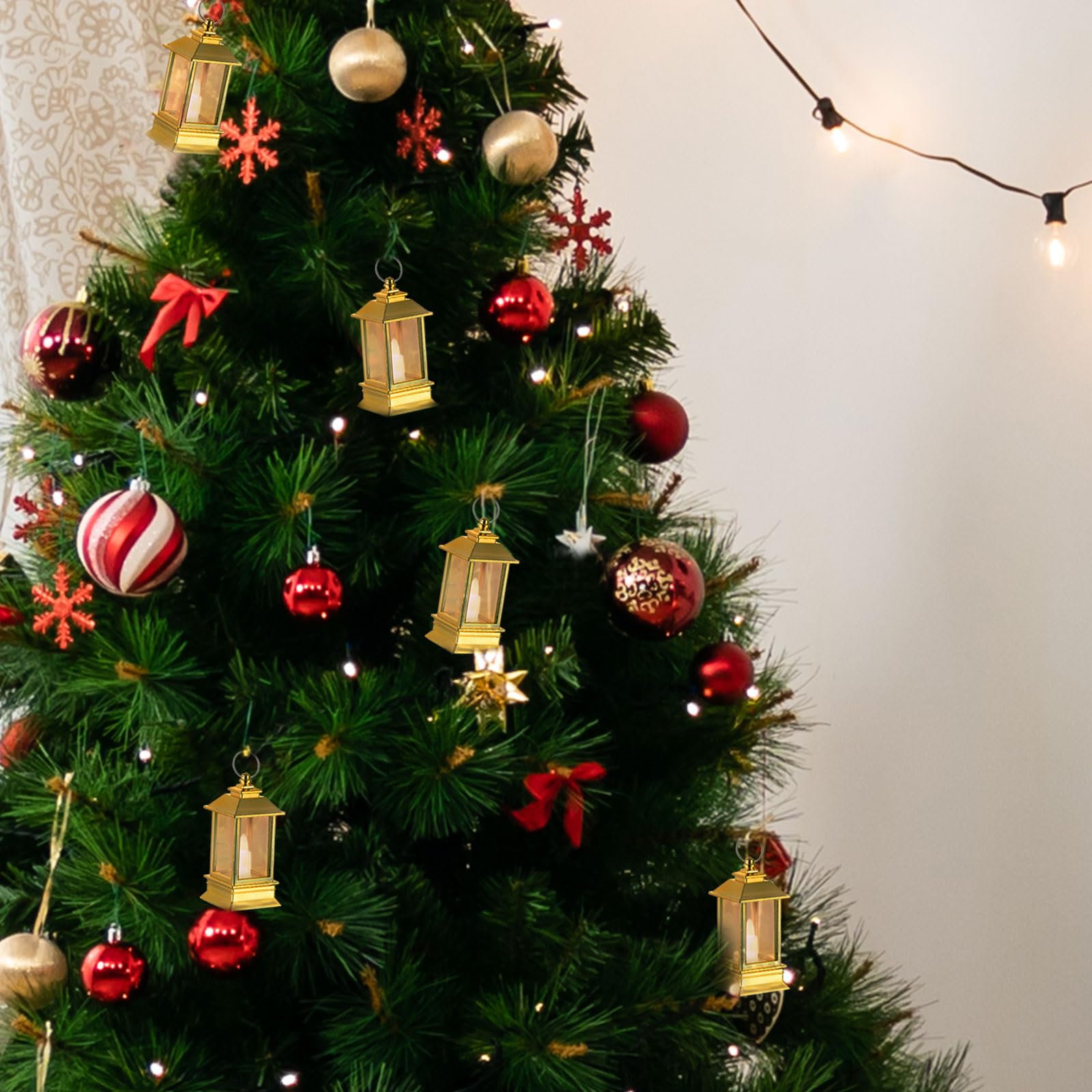 Linternas doradas decorativas para interiores: 24 piezas mini linternas para centros de mesa de boda, pequeñas luces LED alimentadas por batería a granel para decoración de fiesta de 5