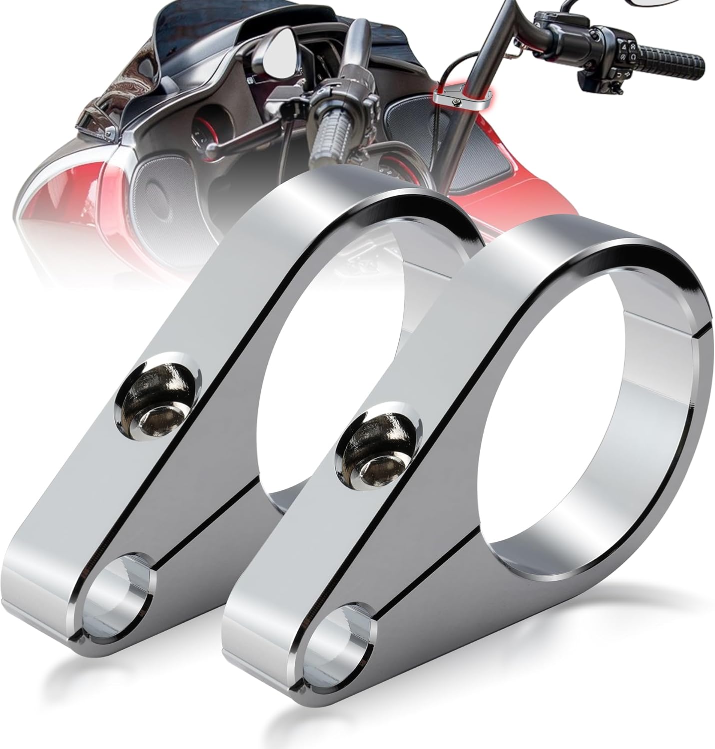 2-Pack Cable Clamps 1.5" Black Billet Handlebar Frame Mount for Clutch Cables and Brake Lines – for Harley, for Honda, for Yamaha, and other motorcycles and bikes