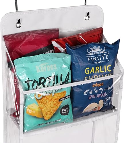 Vista 16 de Univivi Organizador para colgar sobre la puerta, 5 estantes para colgar en la puerta, almacenamiento para puerta de guardería, con 4 compartimentos