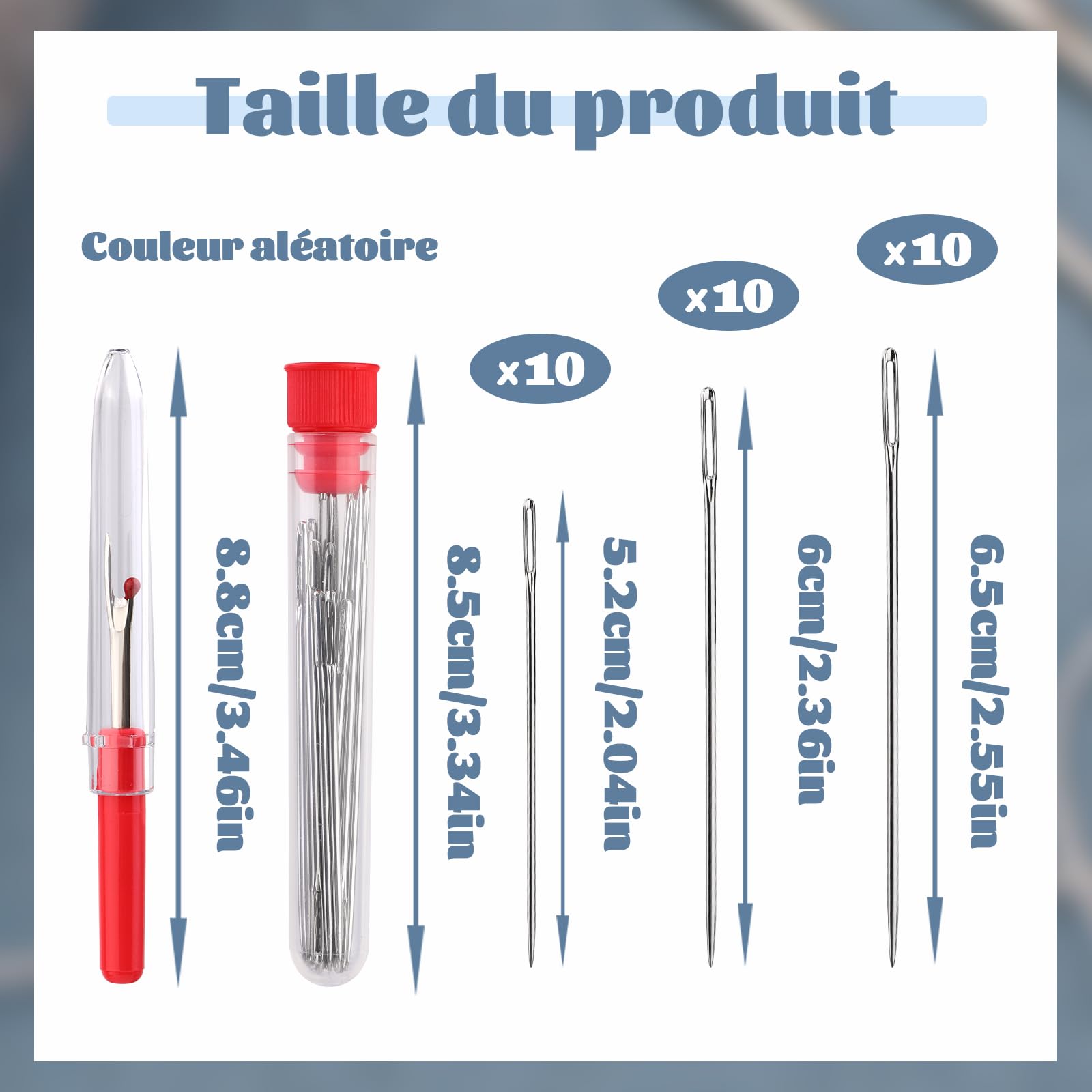 FONDOTIN Lot De 20 Aiguilles à Coudre Extra-longues - Grand Chas, Longueurs 150 Et 175 Mm - Pour Laine, Tissus épais, Poupées