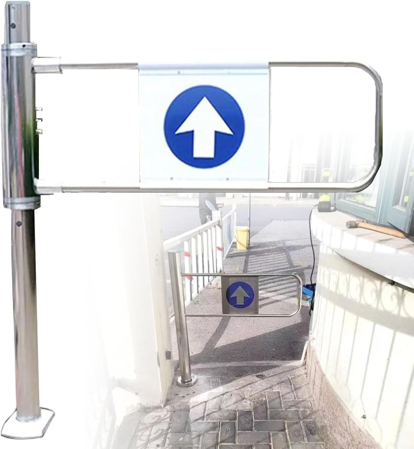 Automatic Closing Safety Gate, Metal Pedestrian Door with 90° Open Design for Warehouses, Scenic Areas, Durable and Secure Access Control Solution