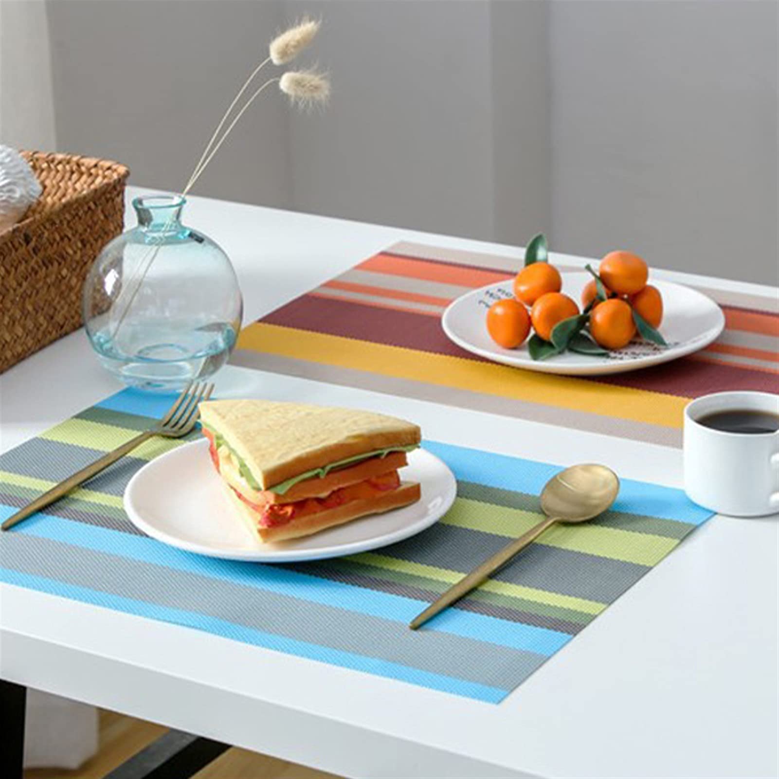 Table de tissage Accessoires de table Isolation thermique Table de table Table de table Tapis de la table à la maison (Color : Placemat Blue, Size : Rectangular)