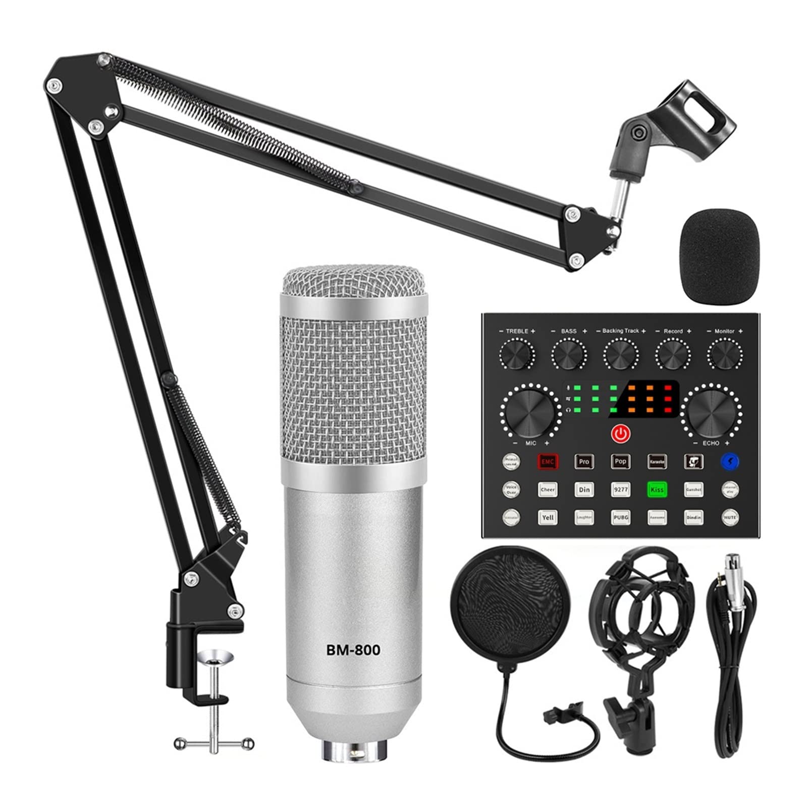 Attrezzatura per DJ per Feste Scheda Audio 10 Effetti sonori Riduzione del Rumore for Mixer Microfono cambiavalutato con interfaccia Audio Registrazione Phantom Power(Option 2)