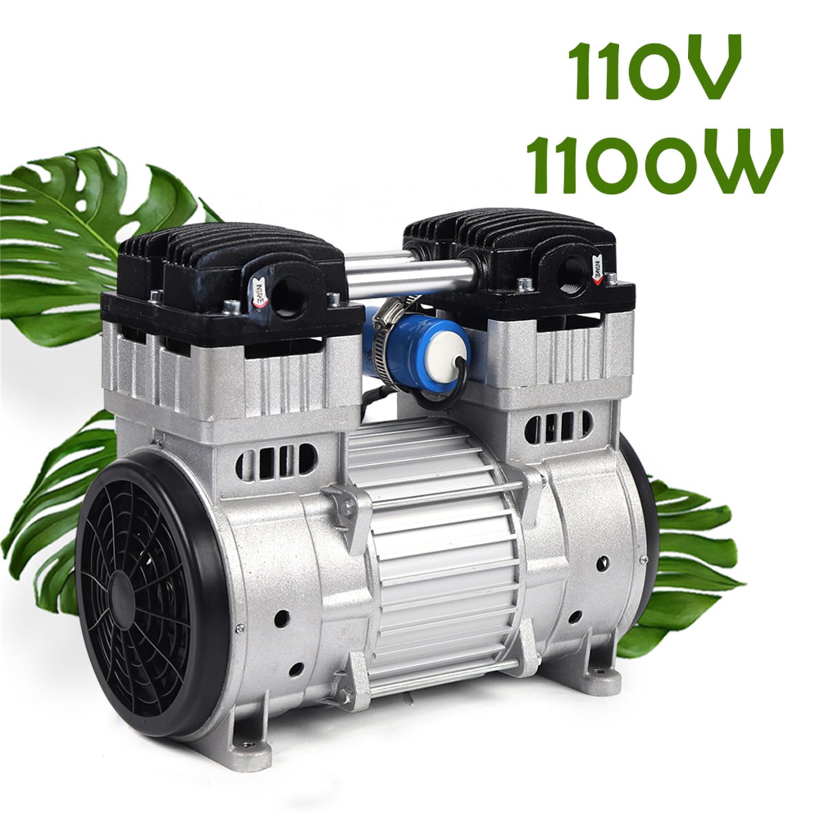 GEYOPMID 7cfm 110v 1100w Silent Air Pump, Small Compressor Head Oil Vacuum Pump Diaphragm Mute Pump Industrial Air Compressor Oil Piston Pump Small Air Mute Oilless Vacuum Pump
