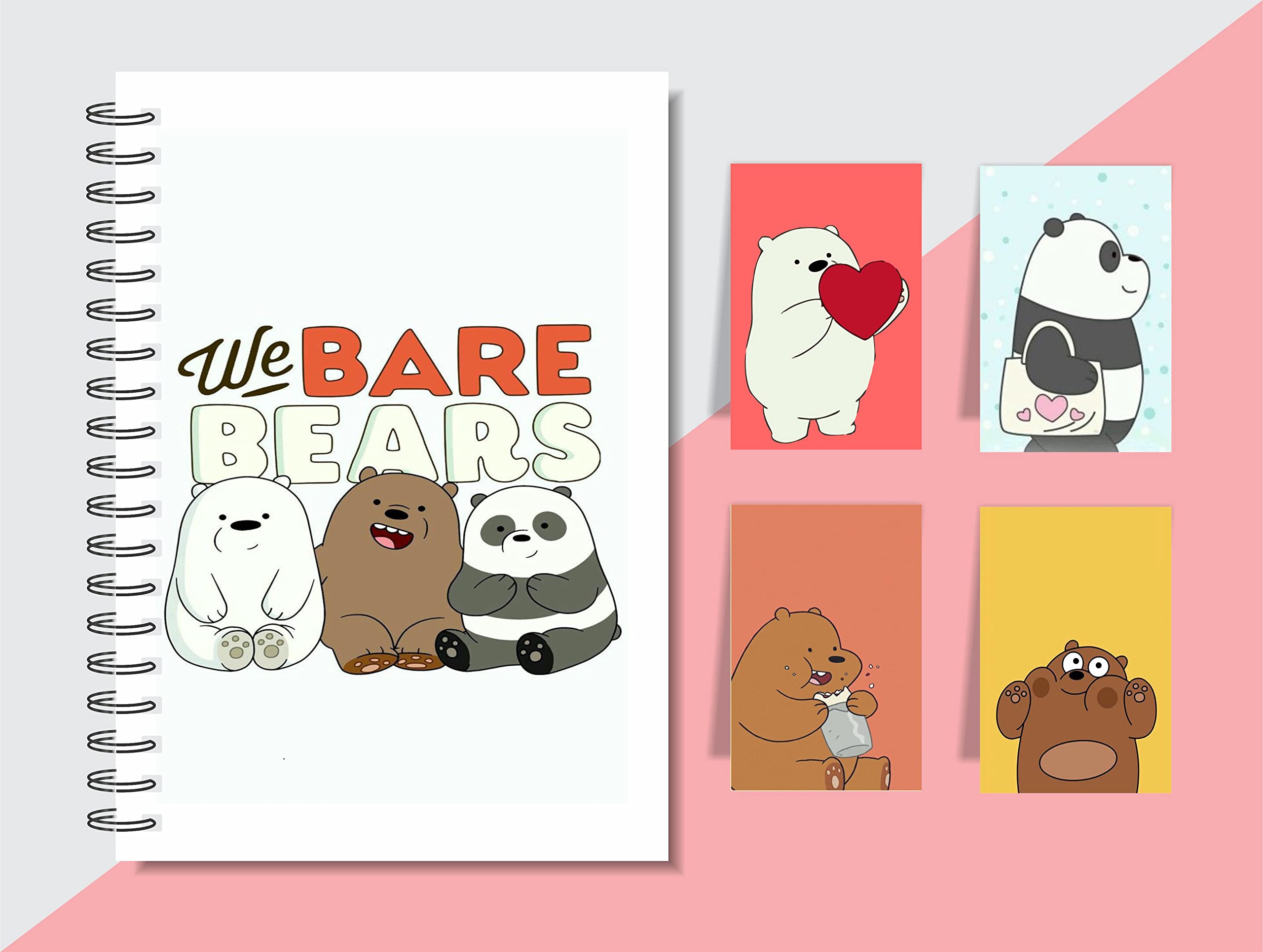 WE are Bare Bears White 160 Ruled Pages Gift Set/Diary + Free Personalized Bookmark by CRAFT MANIACS | Best 2022 Gift for Special Days (WE are Bare Bears Gift Set (ONE Diary + 4 Bookmarks))