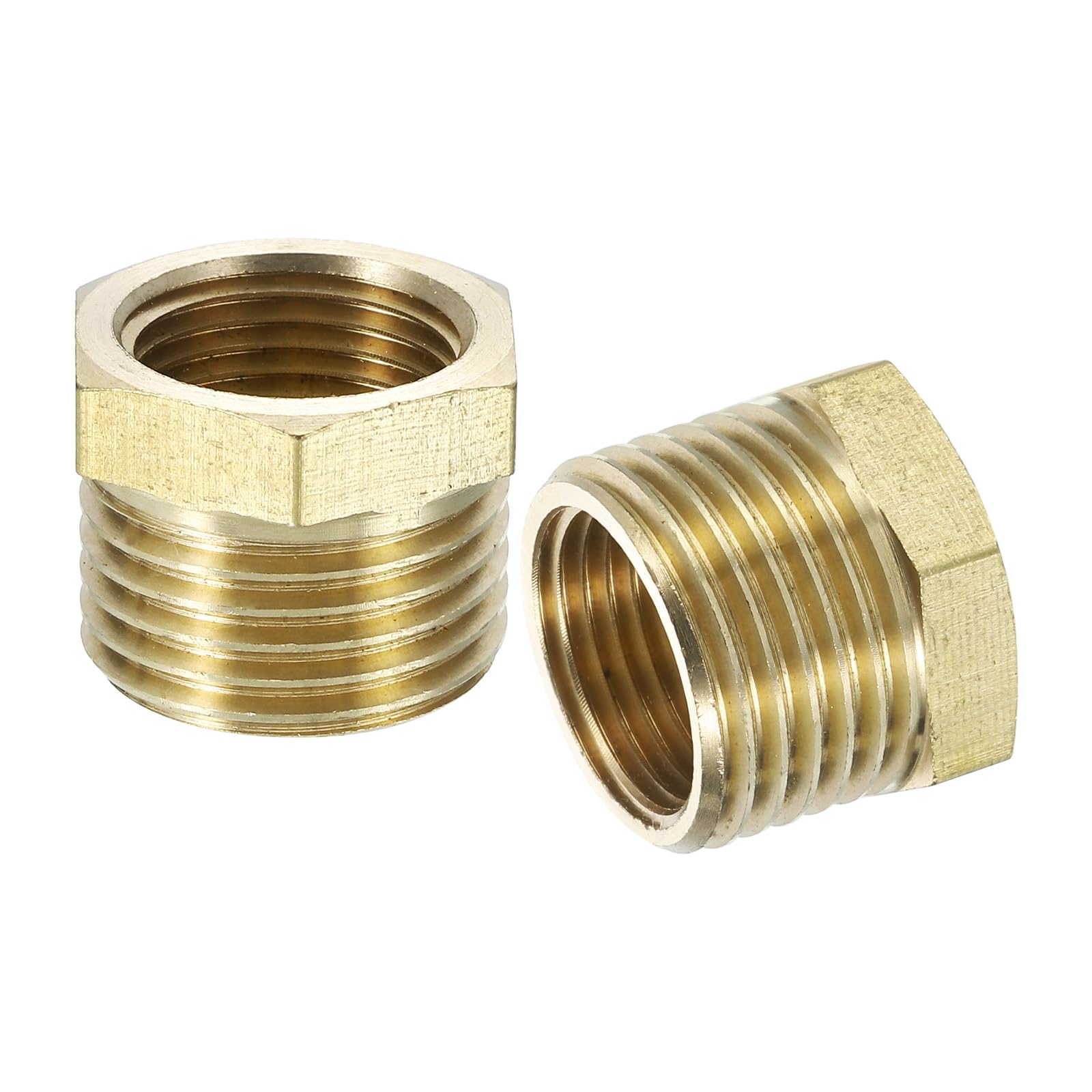uxcell 4Pcs G1/2 Male x G3/8 Female Brass Reducer Hex Bushing Threaded Pipe Fitting, Brass Threaded Pipe Fitting Adapter for Water, Gas, Oil Pipeline