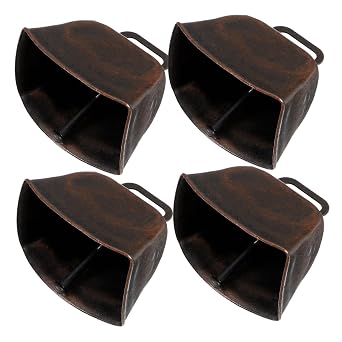 Yardwe Vintage Cow Bells for Pets 4pcs Decorative Iron Ringing Farmhouse Bells for Sheep Goat Grazing and Outdoor Decor
