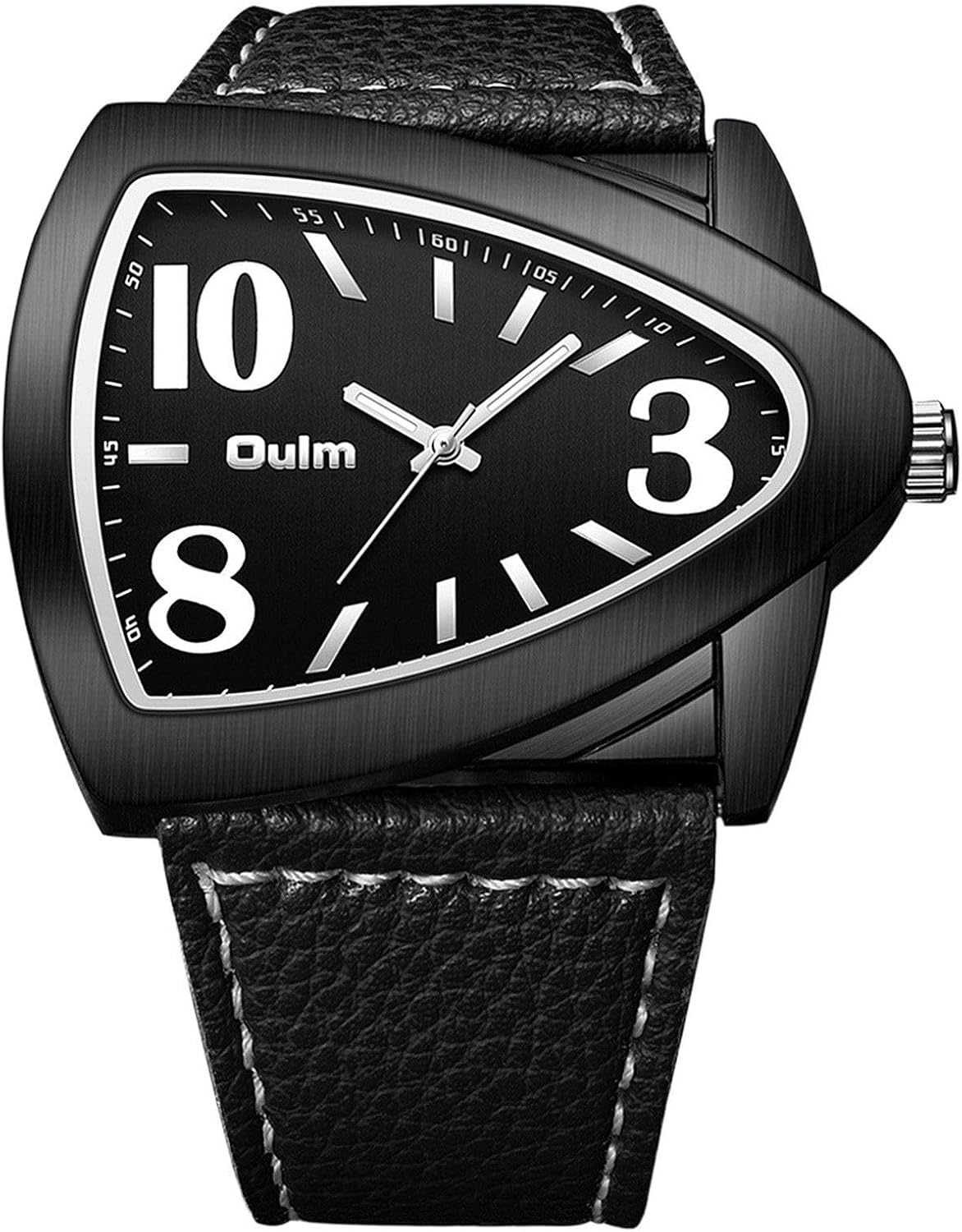 JewelryWe Triangle Watches for Men: Analog Quartz Novelty Big Face PU Leather Strap Luminous Hands Arabic Numerals Business Casual Punk Wristwatch for Valentine's Day for Valentine's Day