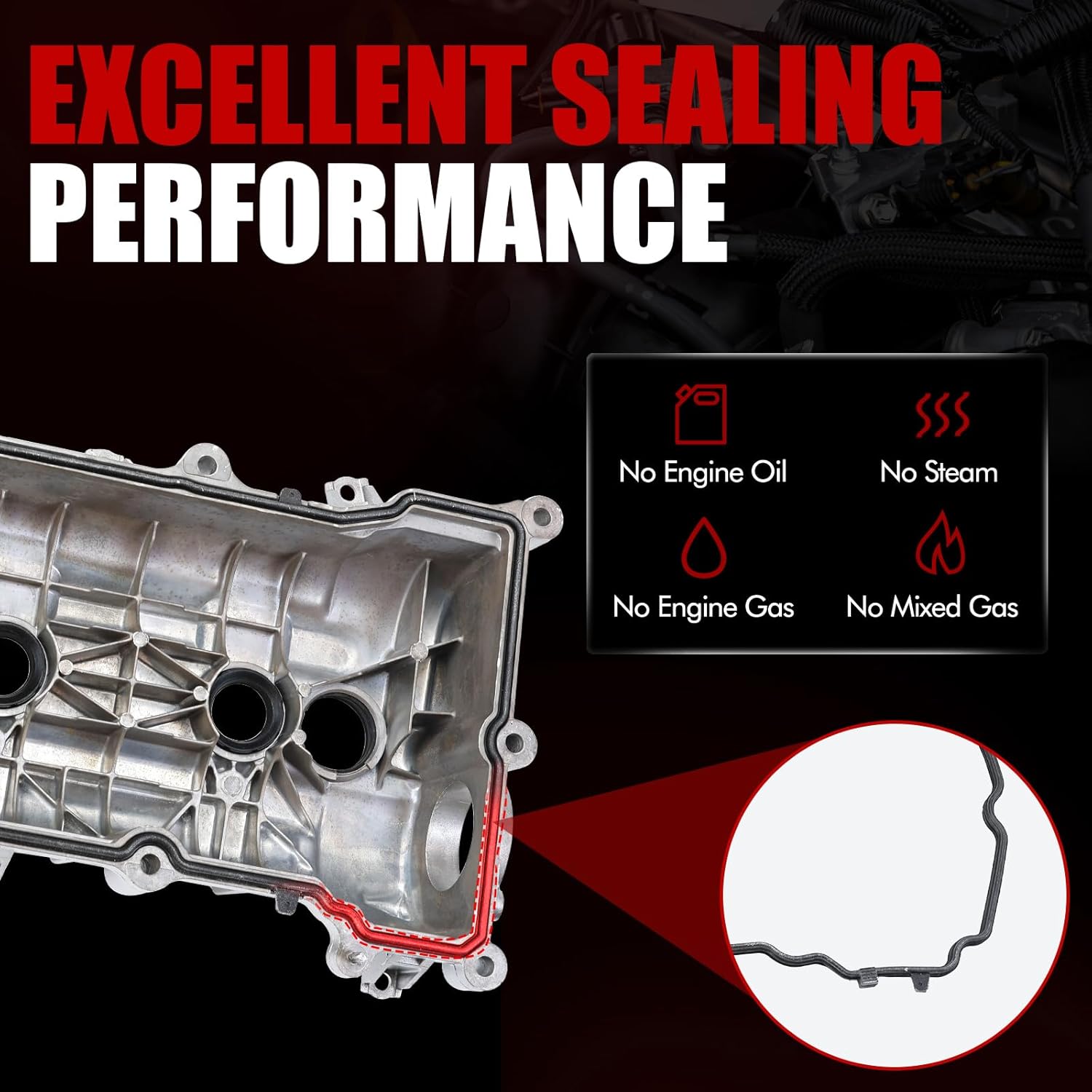 MITZONE 264-938 Valve Cover Compatible with 2011-2024 Ram 1500 Dodge Cherokee Chrysler Jeep 3.6L Right Side with Gasket & Bolts Aluminum