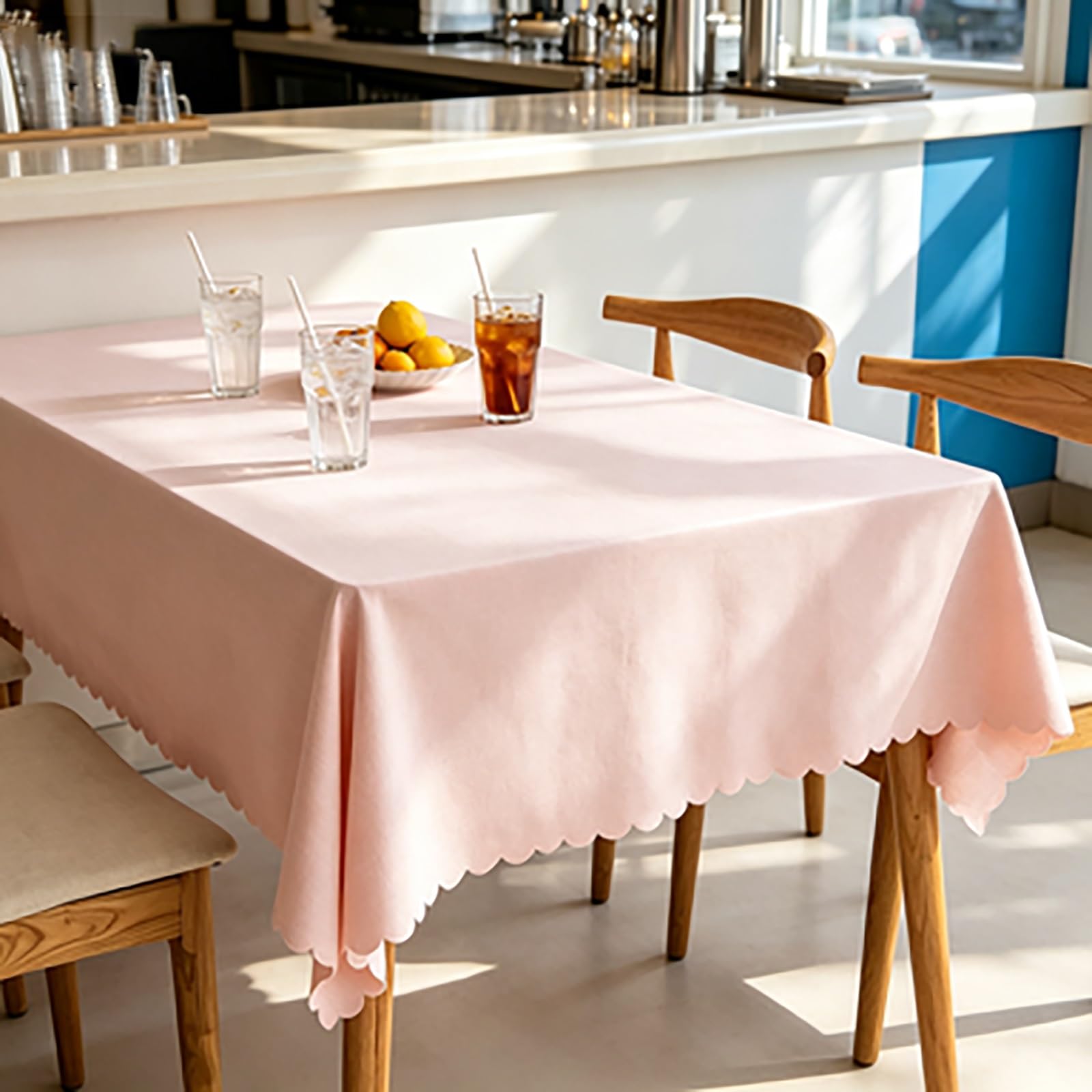 RCYONGQ Tablecloth Table Cloth Wipe Clean Waterproof Stain-Resistant Tablecloth Wipeable Durable Scratch Resistant, Washable For Coffee Kitchen Small Tabletop Decoration(Pink,140x220cm)