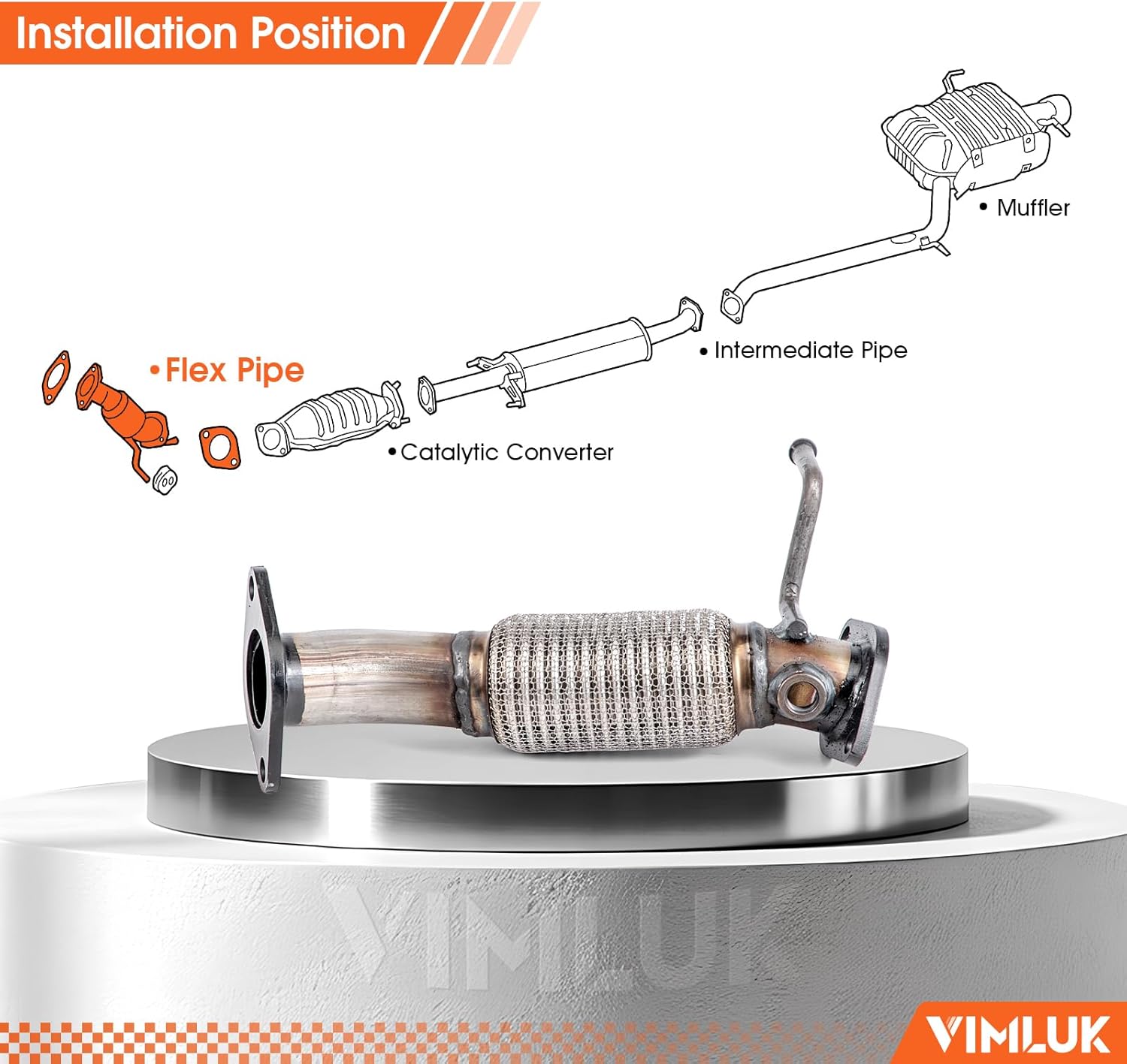 409 Stainless Steel Exhaust Flex Pipe - Compatible with 2009-2010 Kia Optima2.4L & 2009-2010 Rondo 2.4L, Replaces OEM# 28610-2G210-DS.(52577-D)