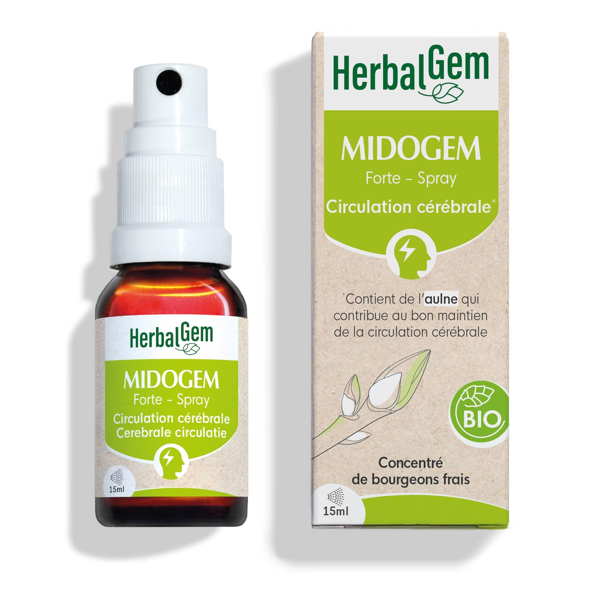 HerbalGem|Midogem Forte Spray Bio|Complexe de Gemmothérapie Concentrée|15 ml