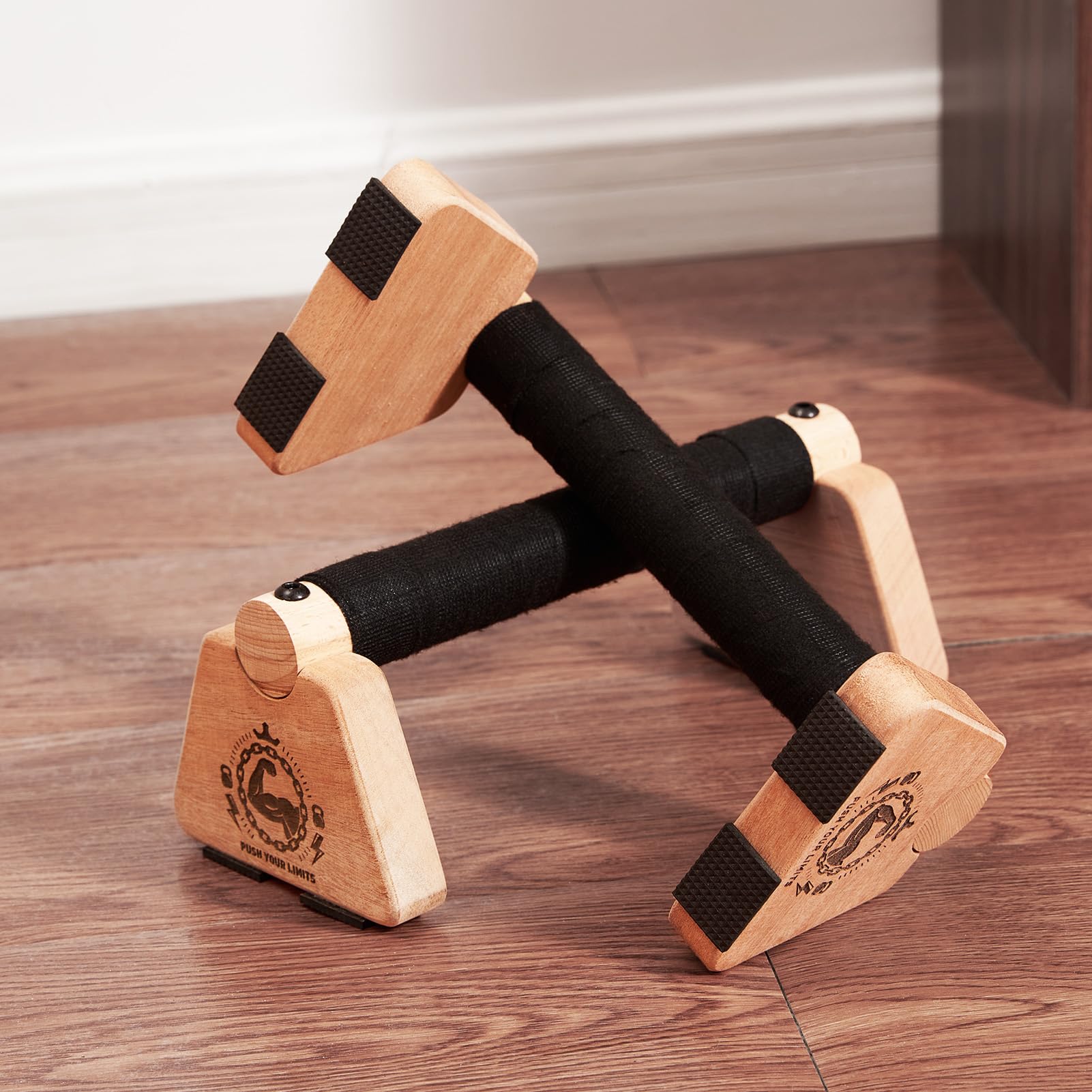 Amazon.com : SANOSY Push Up Stand, 2 PCS Wood Parallettes Bars, 9