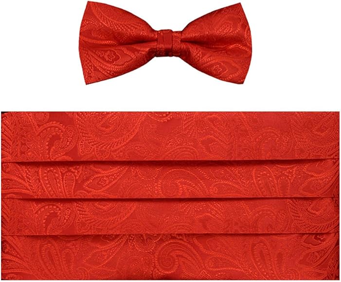 Amazon | [Bowties.jp] カマーバンド 蝶ネクタイ レッド ペイズリー 