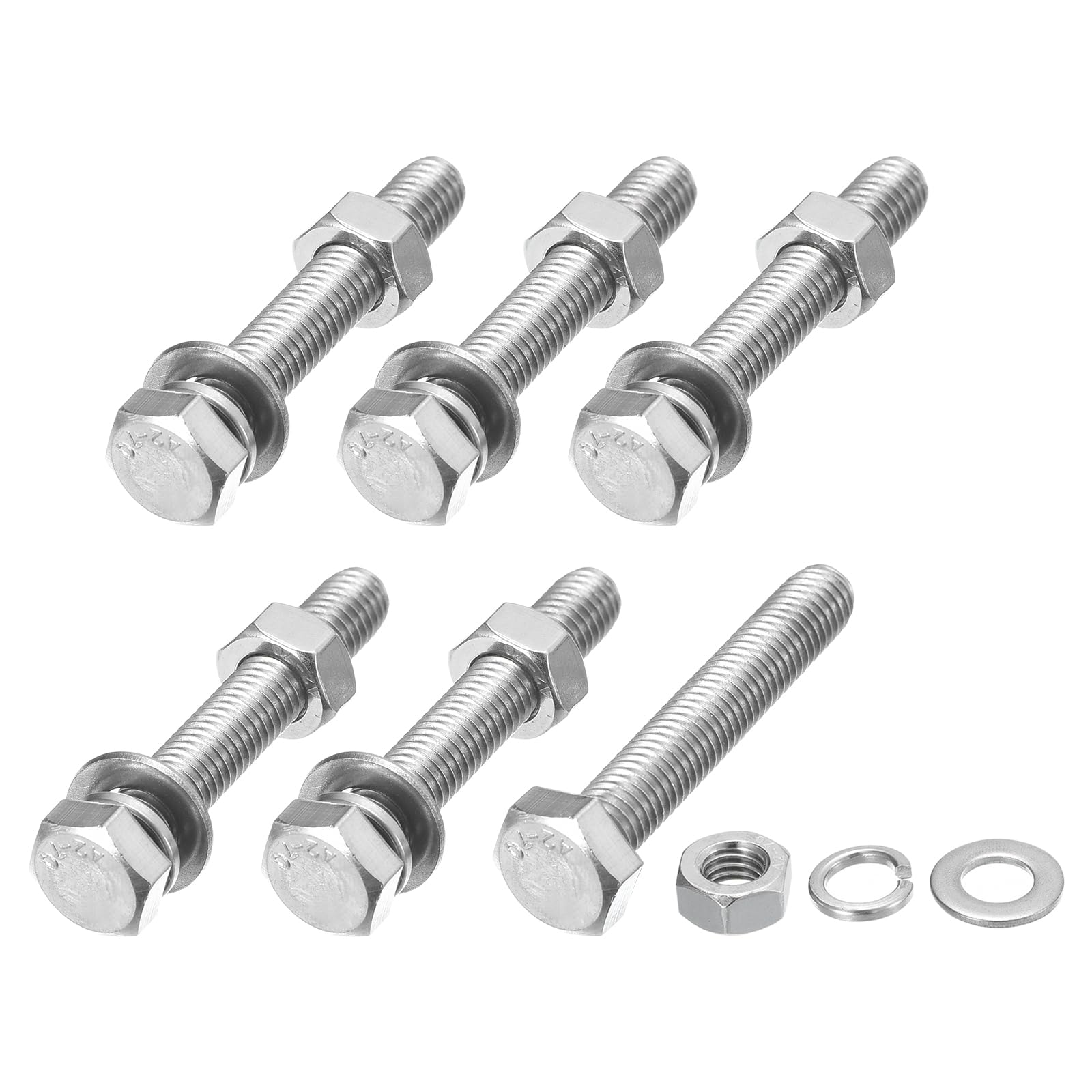 METALLIXITY Hex Head Screws Bolts, Nuts, Flat & Lock Washers Kits (M8-1.25x50mm) 6 Set