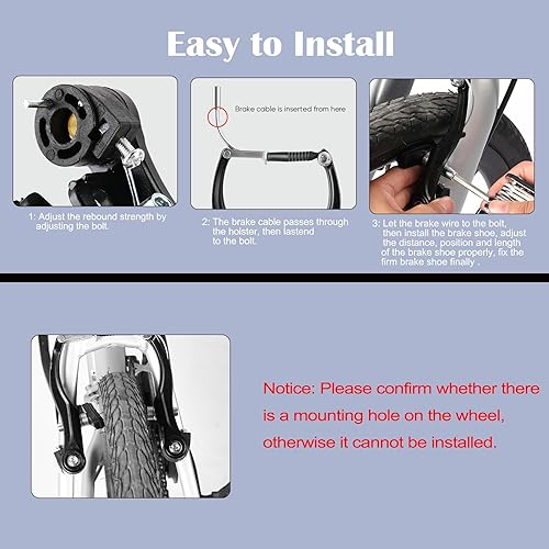 Miniatura 6 de Juego completo de frenos de bicicleta, freno universal delantero y trasero, juego de frenos de bicicleta tipo V, kit de palanca de cables de pinzas