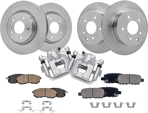 Miniatura 27 de Detroit Axle - Kit de frenos para Ford Edge Lincoln MKX 2007 2008 2009 2010 Rotores de freno de disco de cerámica Reemplazo: Rotor delantero de