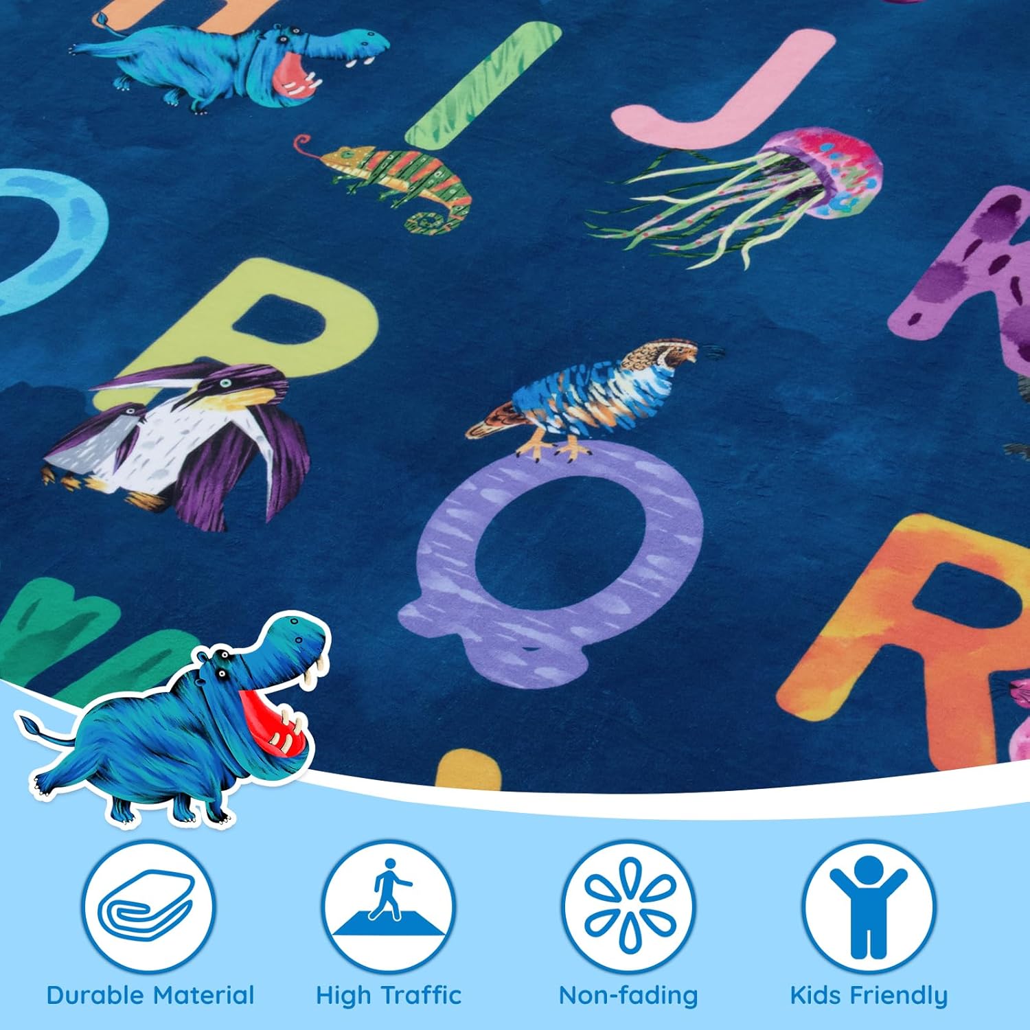 Classroom Rug Elementary Colorful Alphabet Kids Rugs for Playroom Machine Washable Nursery Rugs for ChildrenToddlers Bedroom