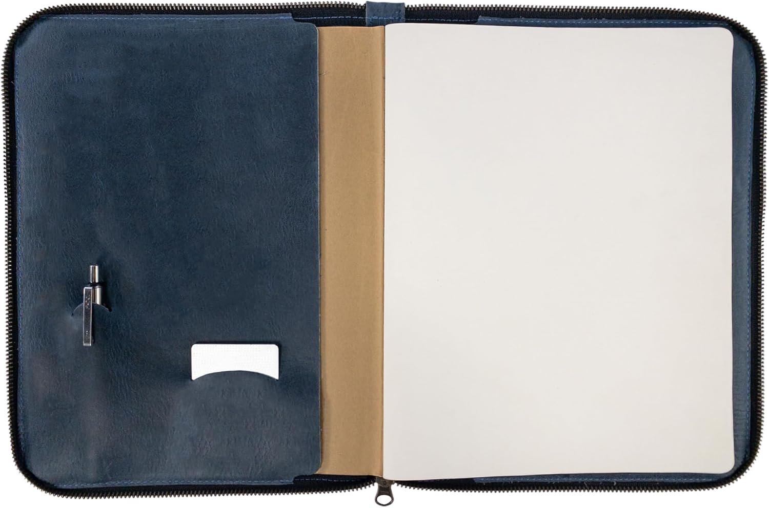 Hide & Drink, Zippered Journal Cover for Moleskine Notebook, XXL Size (8.5 x 11 in. Notebook NOT Included) Full Grain Leather, Handmade, Slate Blue