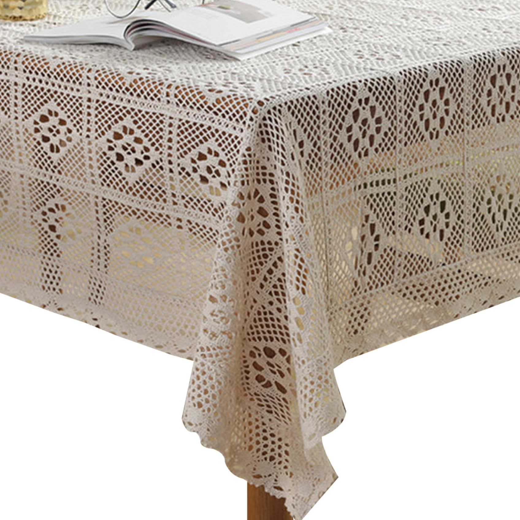 Nappe au crochet anti-rayures en dentelle 39x55 protège table en bois rustique