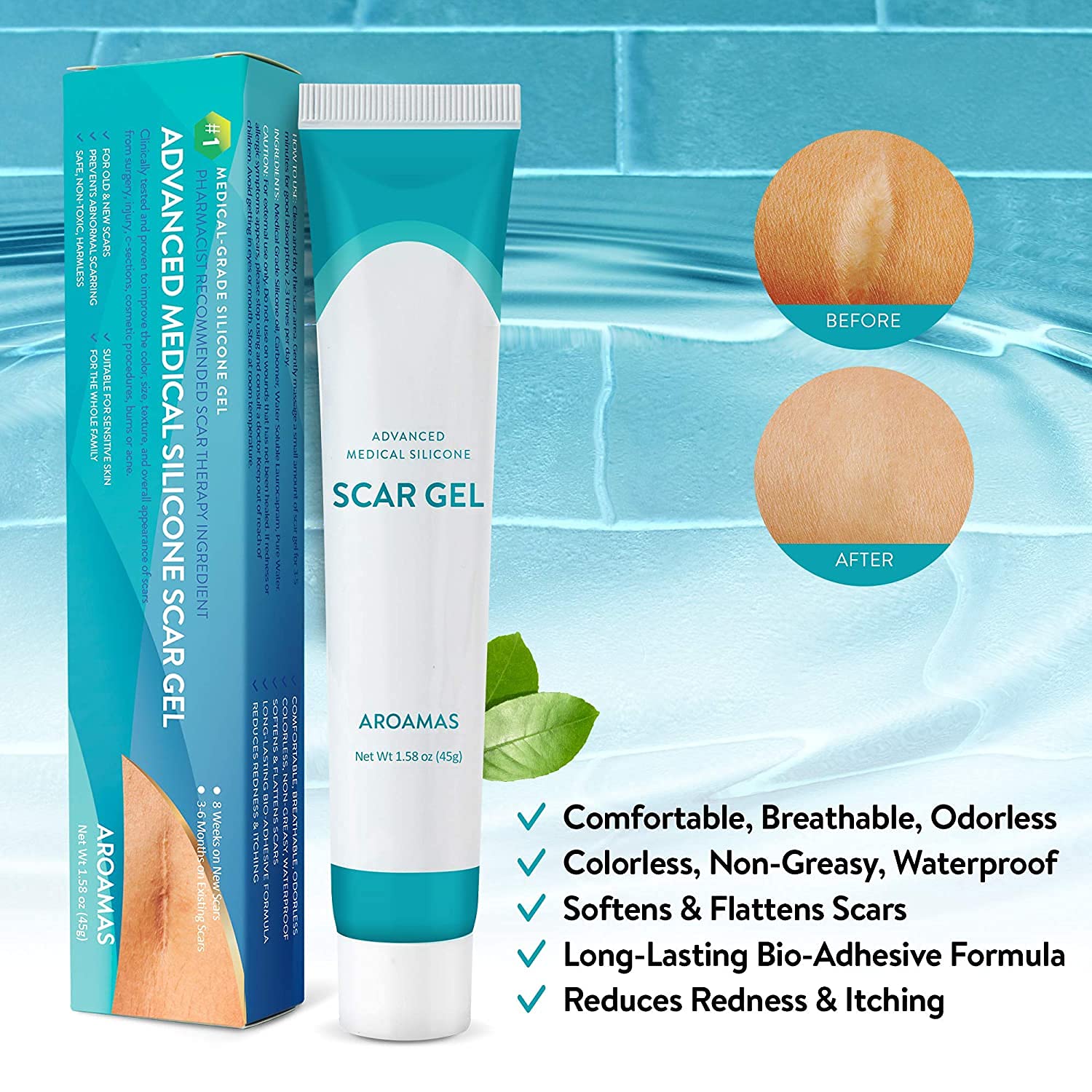 Aroamas Scar Advanced Scar Gel MedicalGrade Silicone Scar Gel for