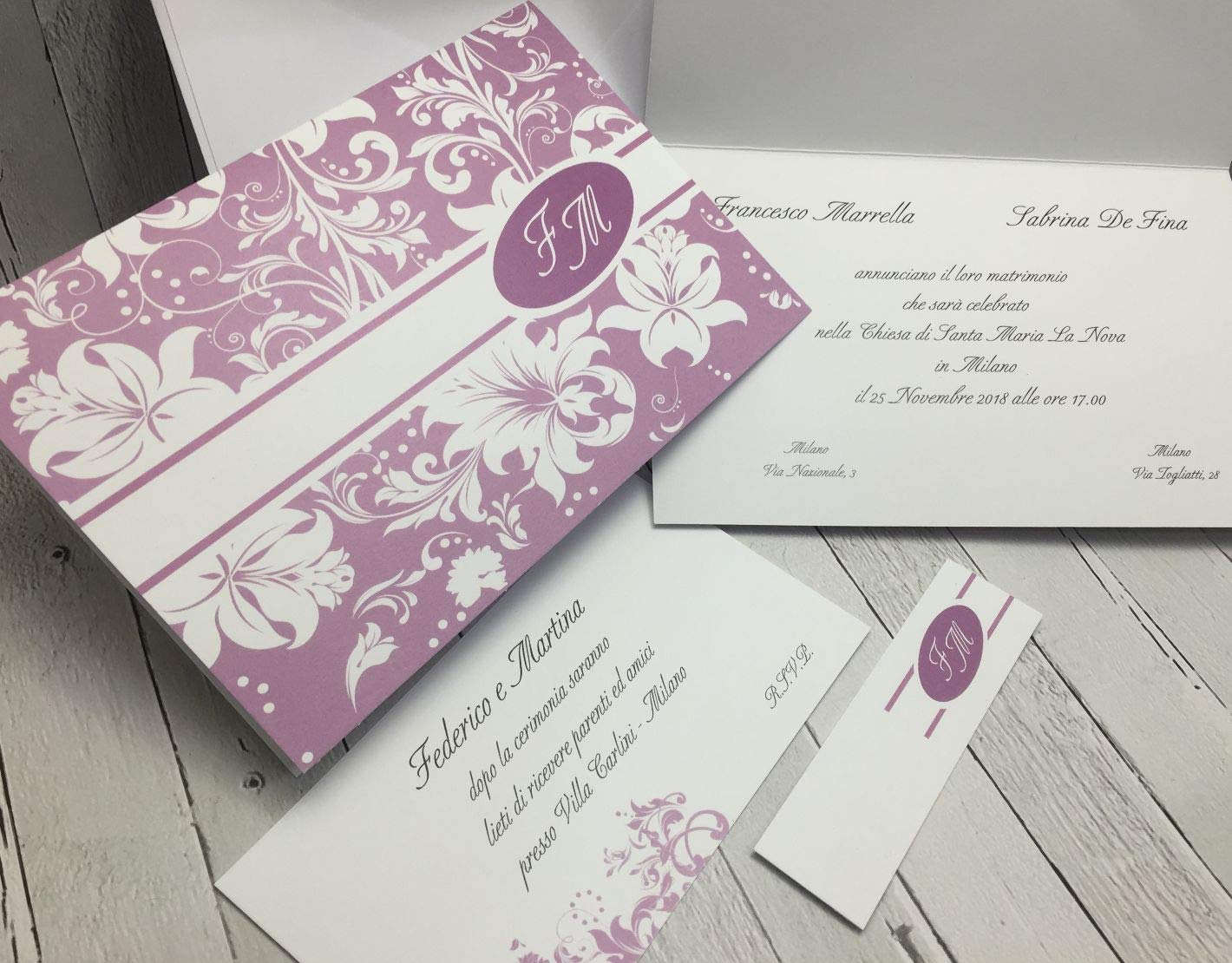 Set partecipazioni Nozze Personalizzate inviti Matrimonio BUONANNO cod. C015 (90