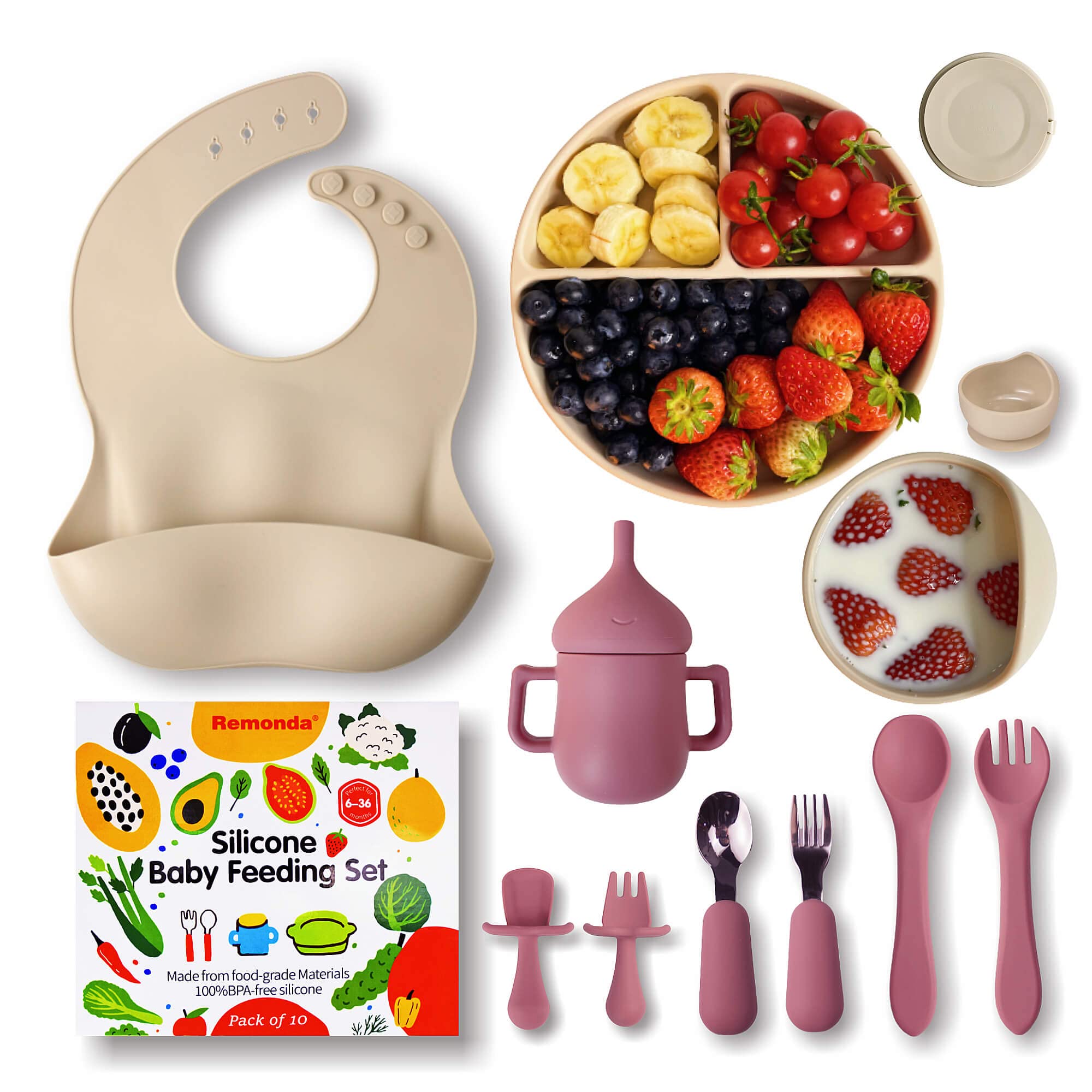 Remonda Baby Led Weaning Supplies Baby Feeding Set Toddlers Silicone