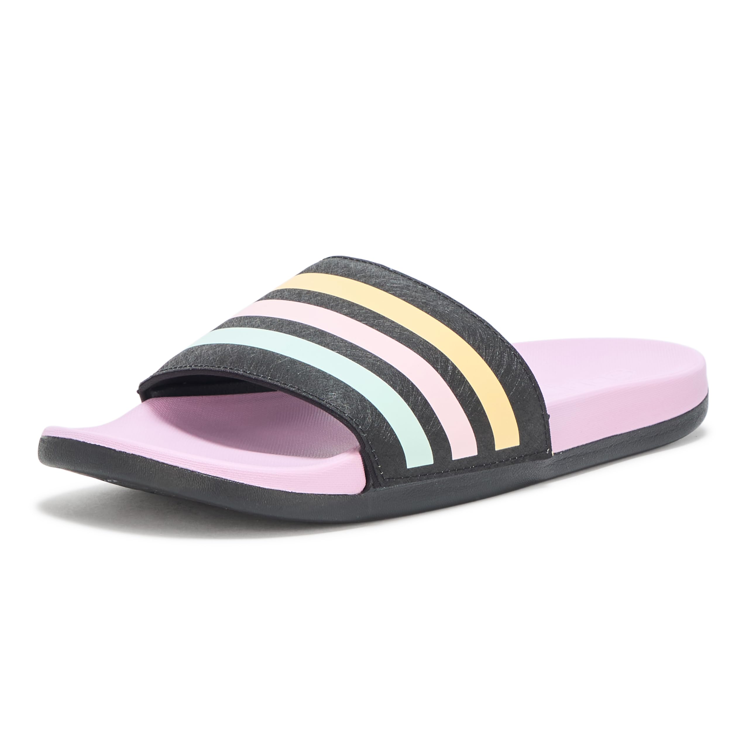 Amazon.com | adidas Adilette Comfort Slide Sandal, Black/Bliss Lilac/Clear  Pink, 11 US Unisex Little Kid | Sandals