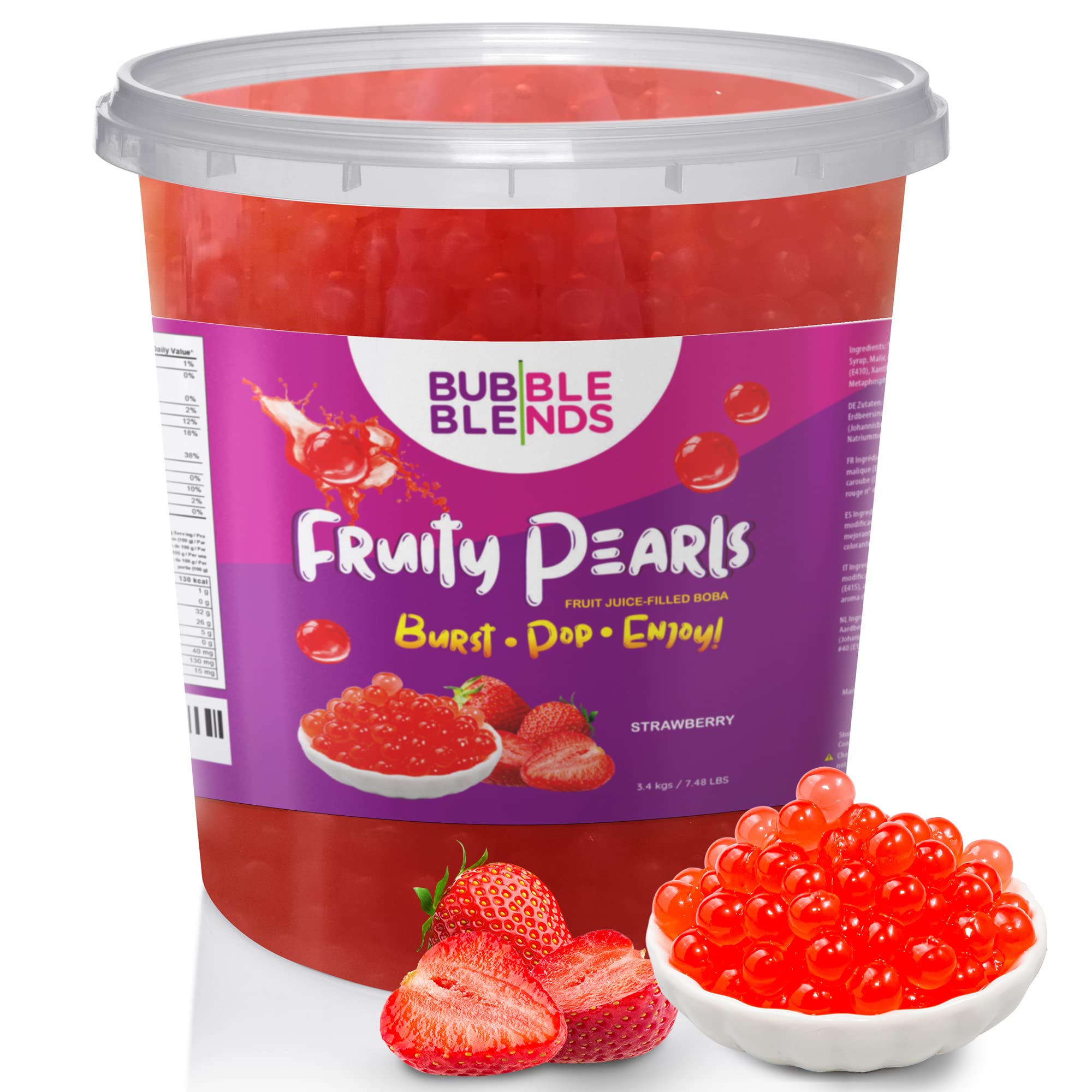 Buy Bubble Blends Strawberry Popping Boba (7.48lbs/119oz), Fruit Juice