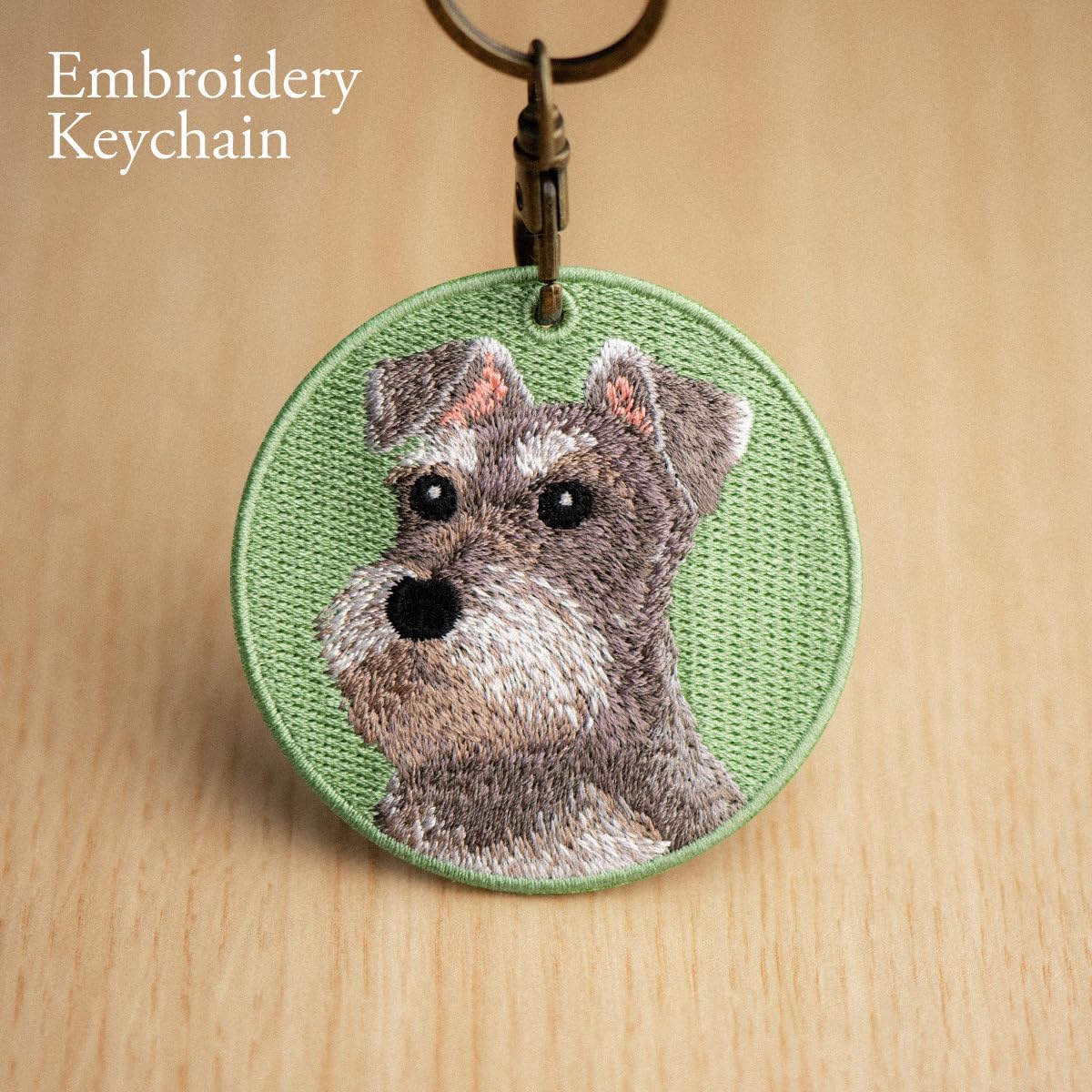 MC Fashion Round Embroidered Dog Portrait Keychain Bag Charm image 2