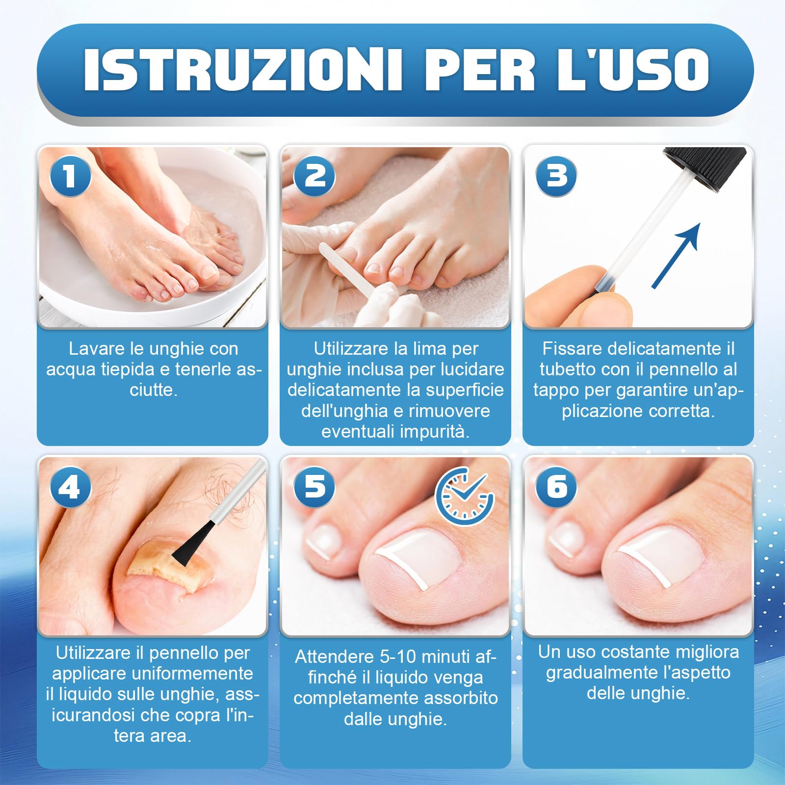 Micosi Unghie Piede, 30ml Liquido Antimicotico Unghie Piedi, Efficace Funghi Unghie Piedi con Pennello e Lima per Unghie Spesse, Ingiallite, Opache o Danneggiate