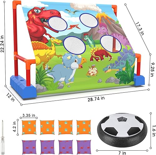 Miniatura 6 de Juegos de lanzamiento de patadas móviles 2 en 1 para niños de 3 a 12 años, pelota de fútbol con luz y lanzamiento de bolsa de frijoles de animales,