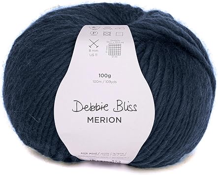 Debbie Bliss Merion Bulky Yarn - 50% Wool, 50% Acrylic - 3.53oz 100g, 109yds 100m - Admiral Color - Chunky, Thick, Warm Yarn - for Crochet, Knitting - for Sweaters, Hats & Scarves