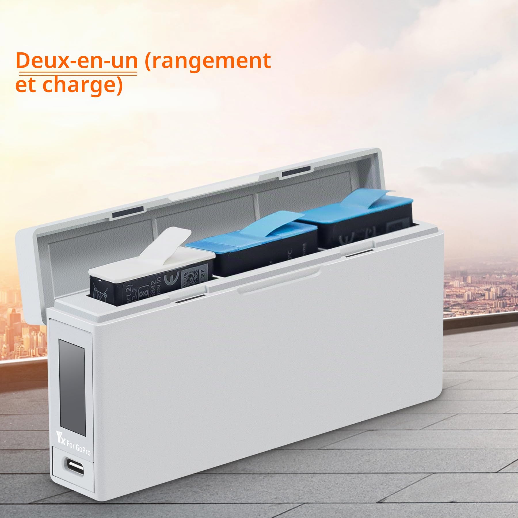 LCD Chargeur de Batterie pour GoPro HERO12 11 10 9,Three Battery Charger for Enduro Batteries Accessoire