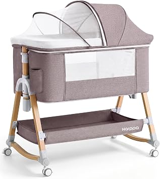 HARPPA Cuddly Bassinet Bedside Sleeper, 3 in 1 Baby Bassinet with Mattress