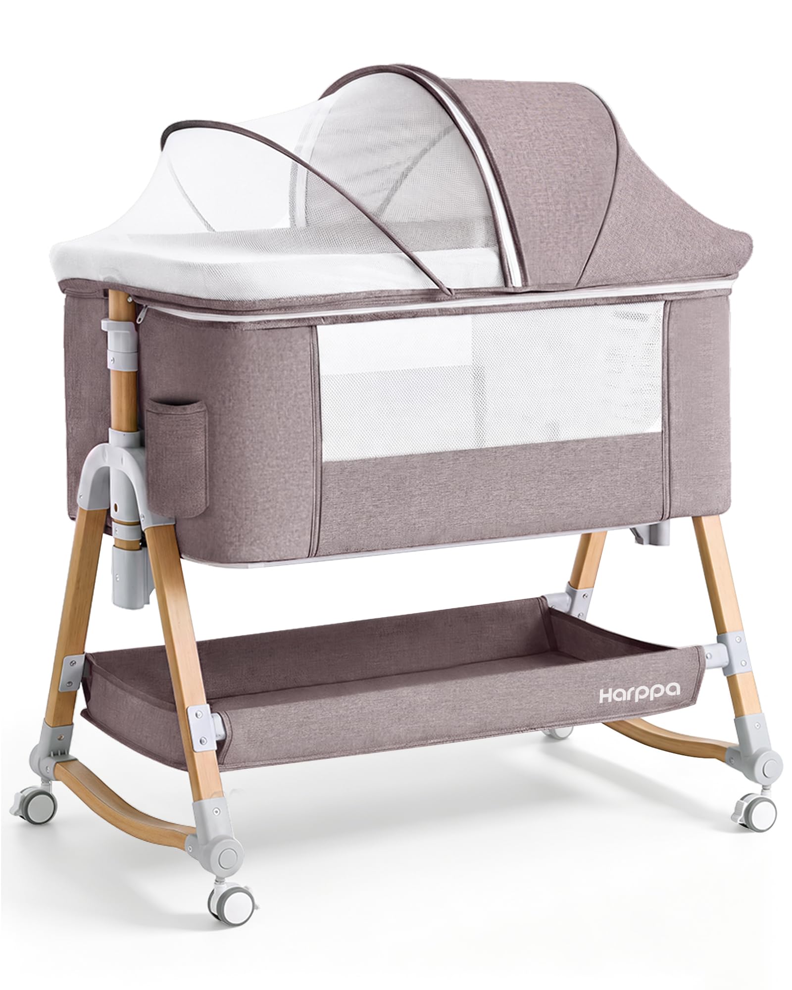 HARPPA Cuddly Bassinet Bedside Sleeper, 3 in 1 Baby Bassinet with Mattress