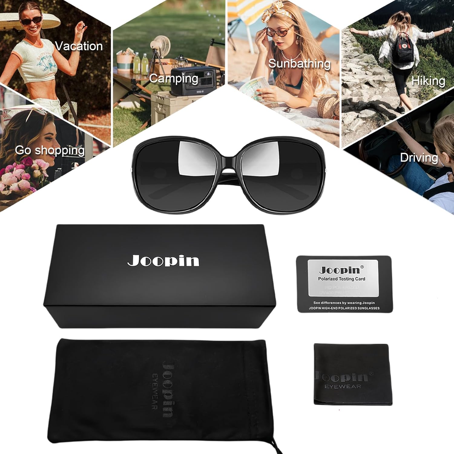 Joopin Big Womens Sunglasses Polarized Trendy Sun Glasses Large Rectangle UV Protection Rhinestone Sunnies - Image 6