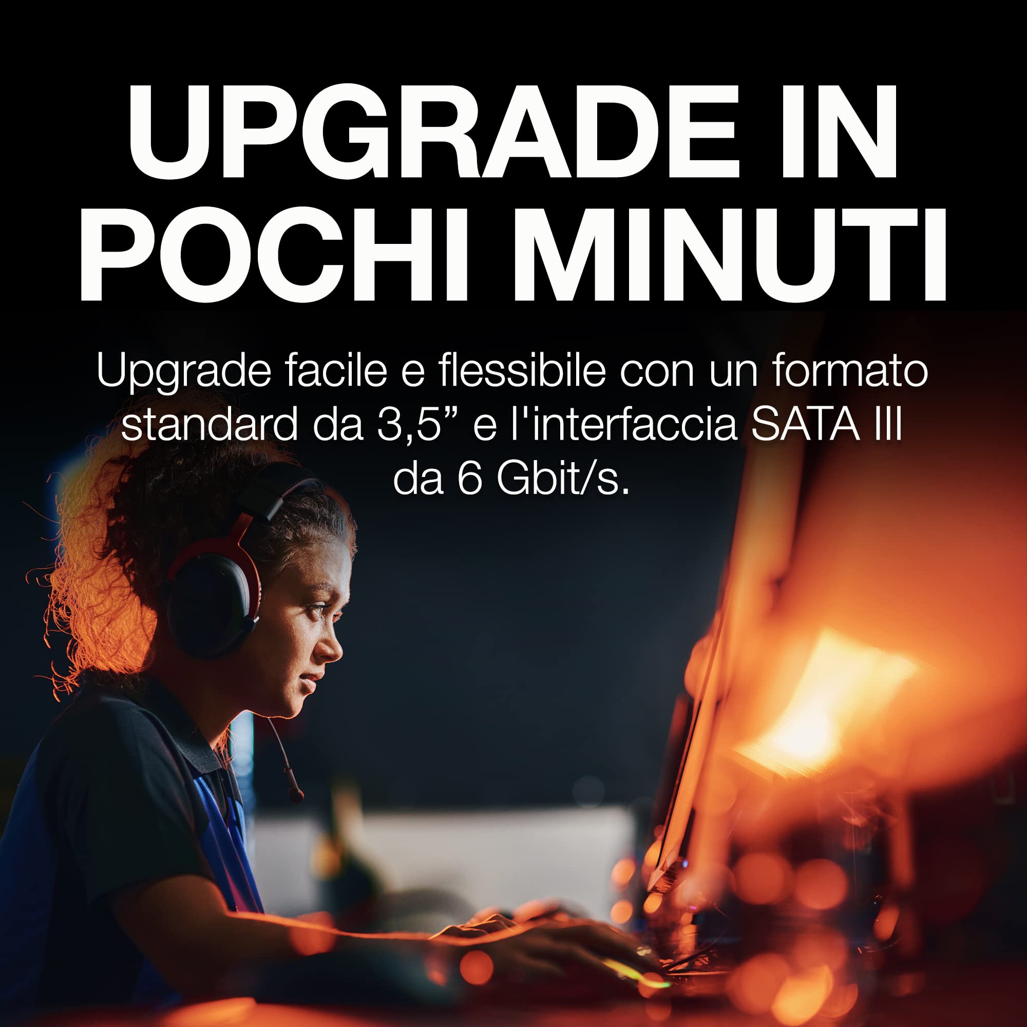 Seagate FireCuda HDD 8TB, Unità disco interna, 3,5", CMR SATA 6Gb/s 7200 RPM 256 MB cache 300TB/anni, Data Rescue Service (ST8000DXZ01)