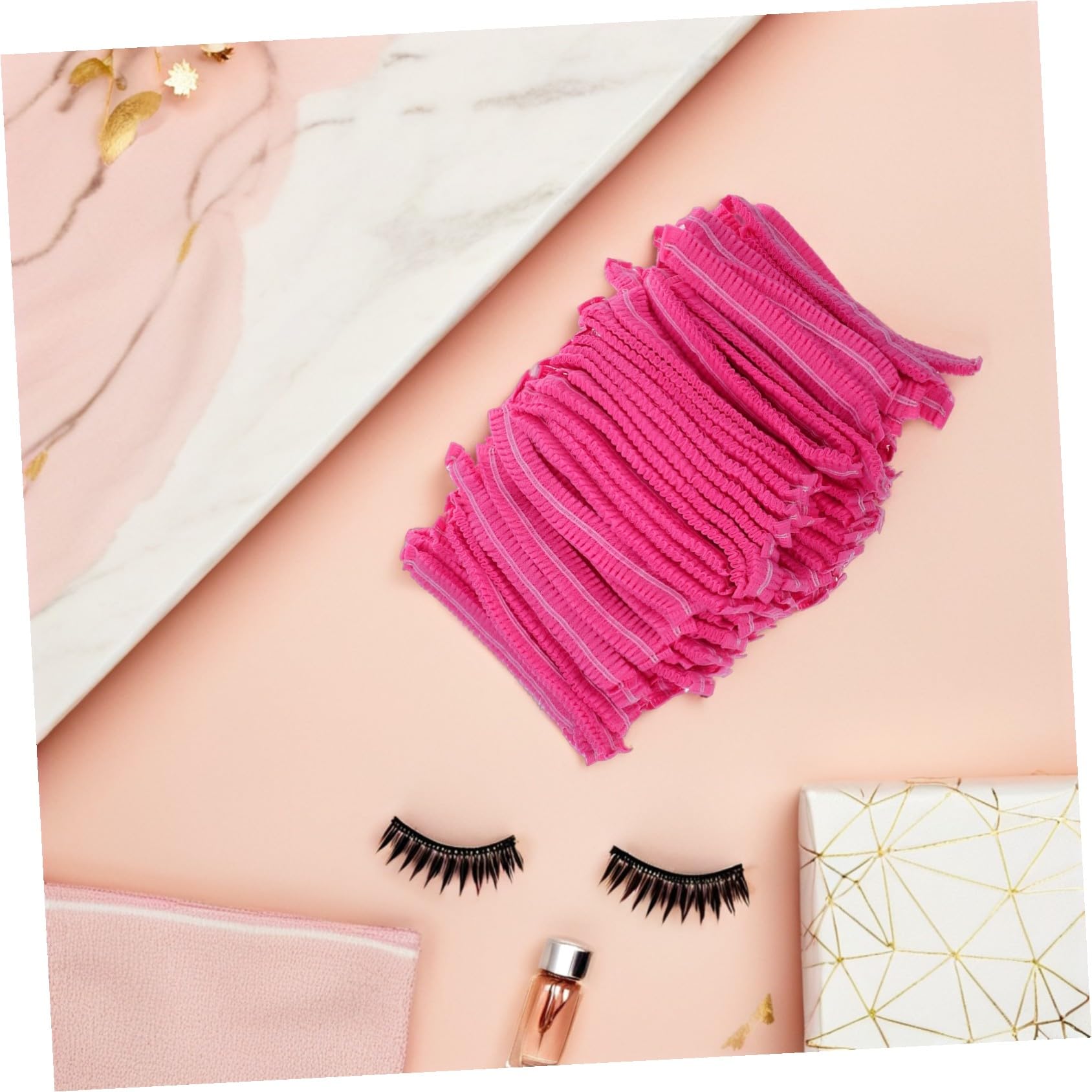 200 pezzi Cuffie da Lavoro Usa e Getta Rosa Cappelli Forma di Fungo Traspiranti in Tessuto Non Tessuto Elastici e Ammortizzati per Cucina Salone Industria Alimentare Uomo Donna